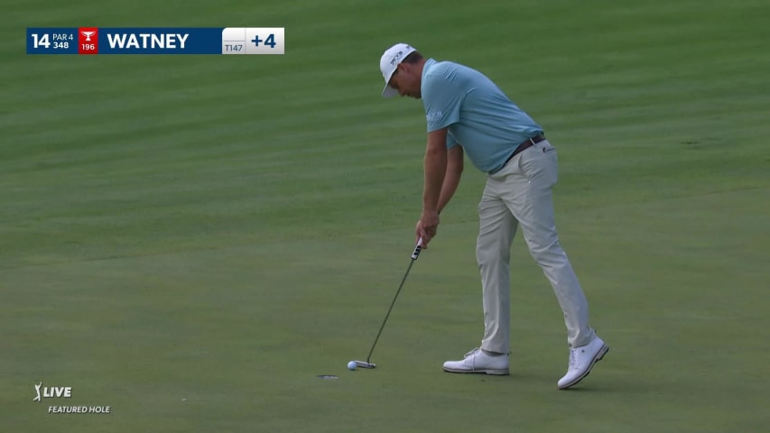 Nick Watney makes birdie on No. 14 at John Deere