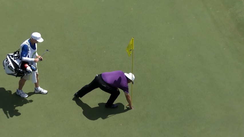 Kirk Triplett knocks down the ace at Regions Tradition