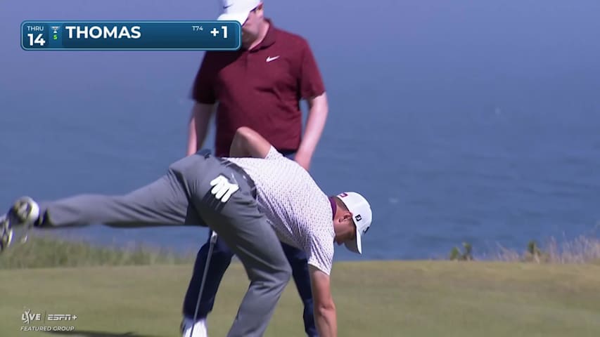 Justin Thomas sinks a 33-foot birdie putt on No. 14 at Genesis Scottish Open