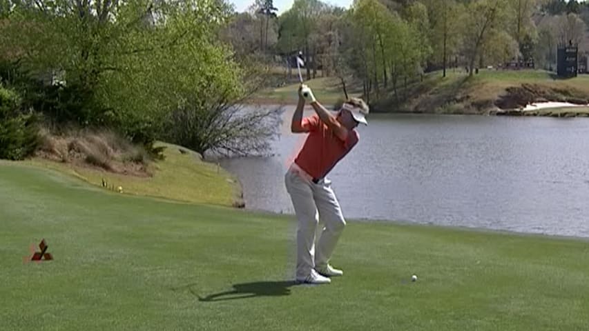 Bernhard Langer's tee shot on No. 11 at Mitsubishi Electric Classic