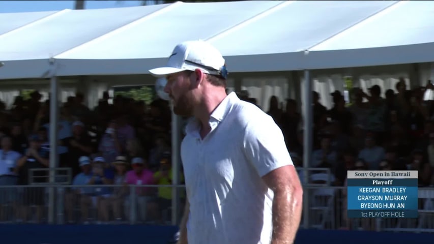 Grayson Murray sinks a 39-foot birdie putt on the first playoff hole at Sony Open