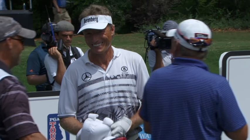 Bernhard Langer puts it tight on No. 17 at Regions Tradition
