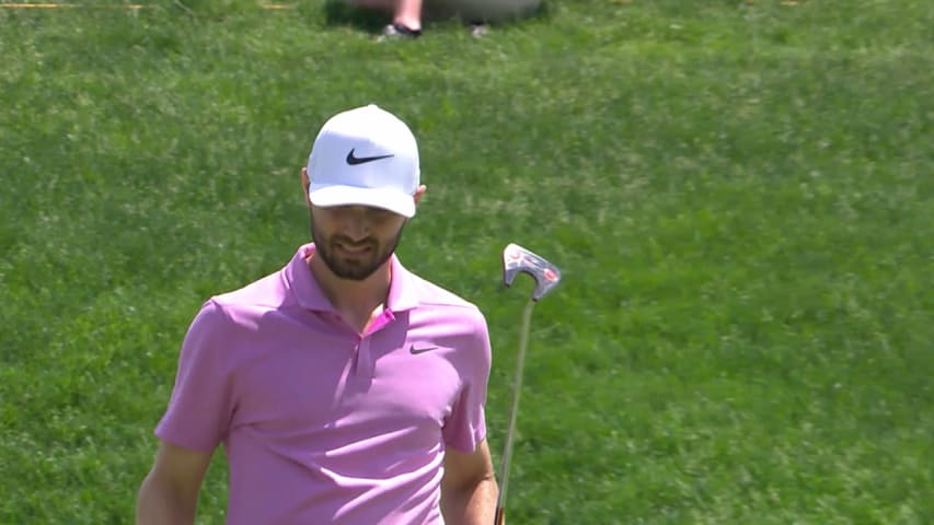 Kyle Stanley drains long birdie putt on No. 17 at the Memorial