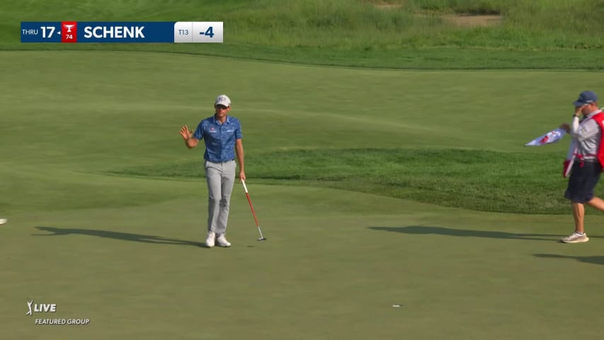 Adam Schenk sinks a 22-foot birdie putt on No. 8 at 3M Open