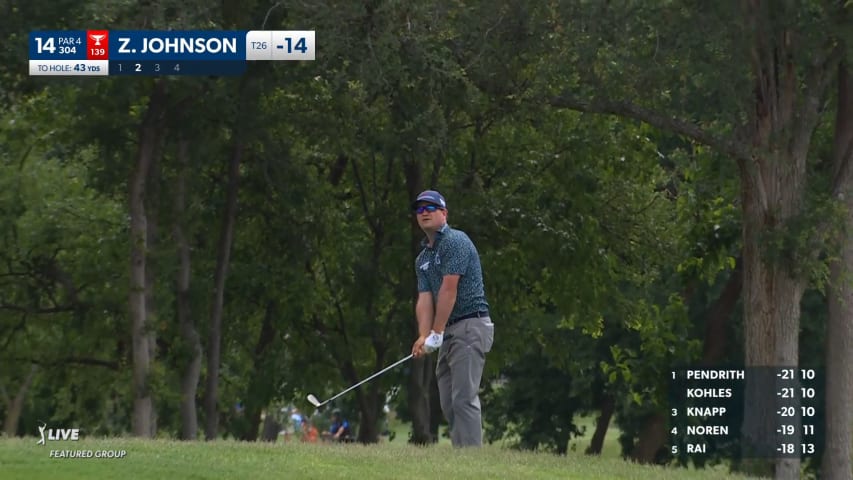 Zach Johnson's 43-yard approach from rough runs out nicely at THE CJ CUP