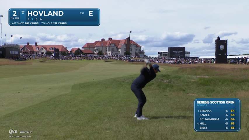 Viktor Hovland sinks a 50-foot birdie putt on No. 2 at Genesis Scottish Open