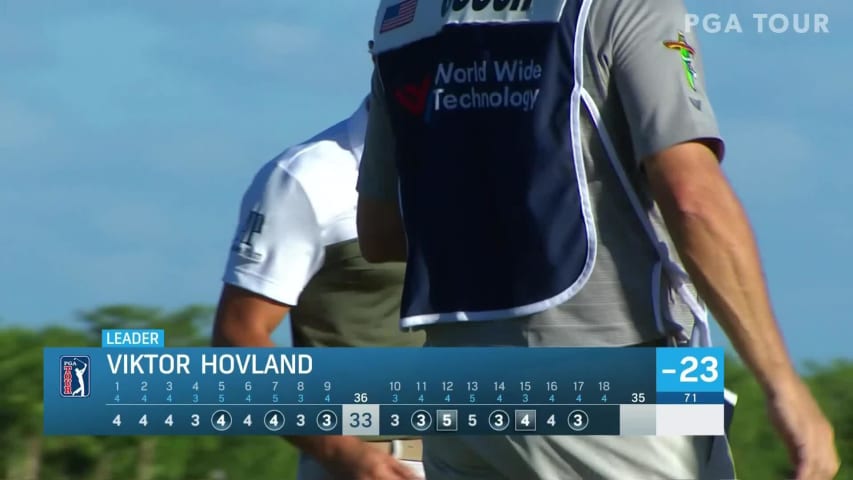 Viktor Hovland makes birdie on No. 17 at Mayakoba