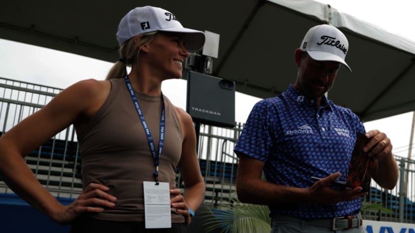 Webb Simpson's wife caddies at Wyndham