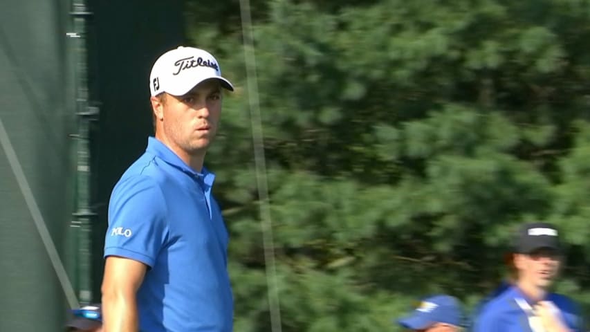 Justin Thomas nearly jars the cup at Dell Technologies 