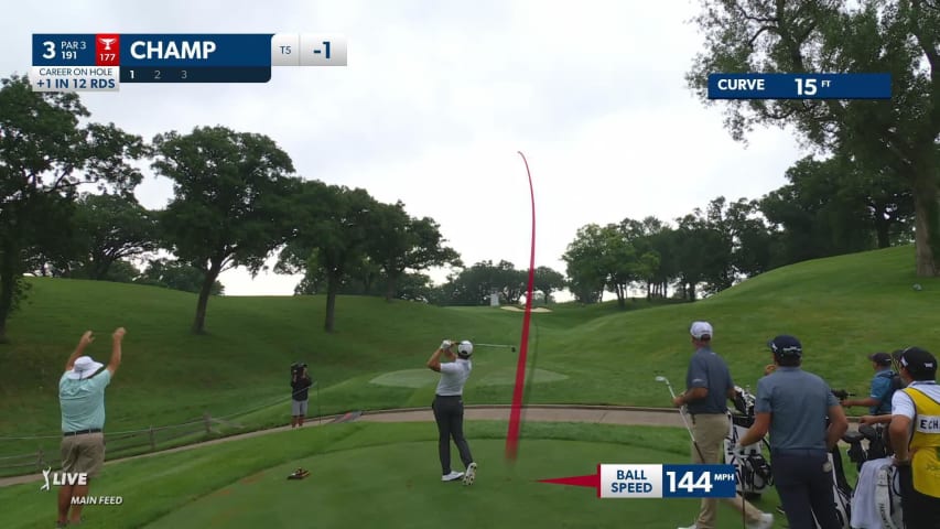 Cameron Champ holes out for birdie on No. 3 at John Deere