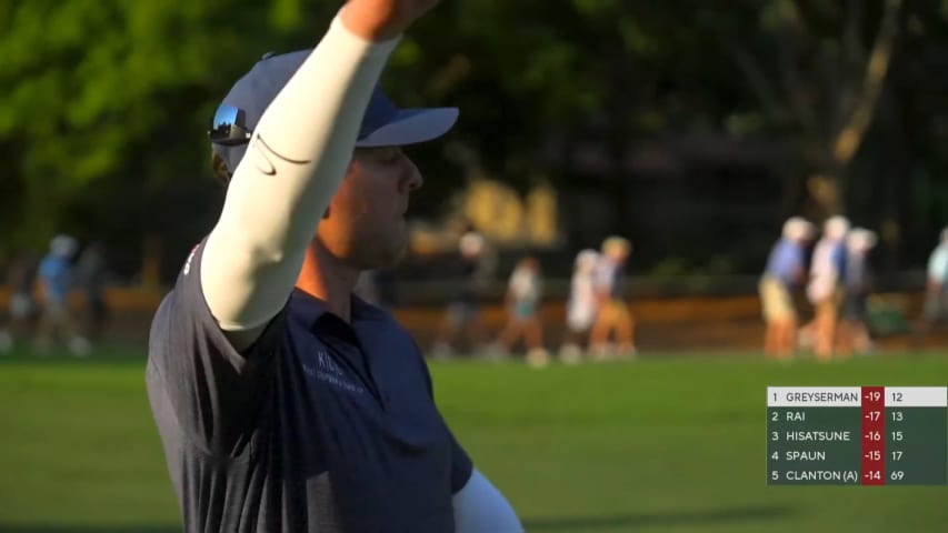 Max Greyserman holes out for eagle from 91-yards at Wyndham