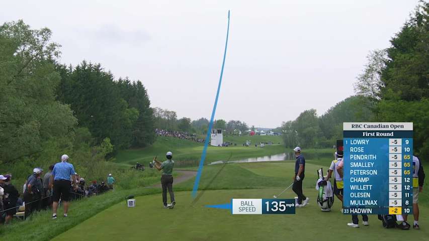 Adam Hadwin sinks a 28-foot birdie putt on No. 11 at RBC Canadian