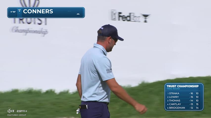 Corey Conners sinks a 25-foot birdie putt on No. 16 at Truist Championship