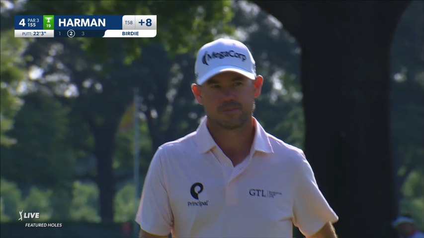 Brian Harman sinks a 22-foot birdie putt at Wells Fargo