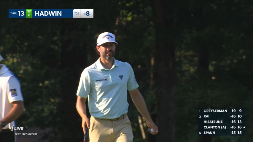 Adam Hadwin's solid approach leads to birdie at Wyndham