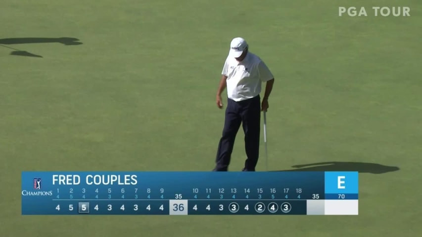 Fred Couples makes a birdie on No. 17 at SENIOR PLAYERS