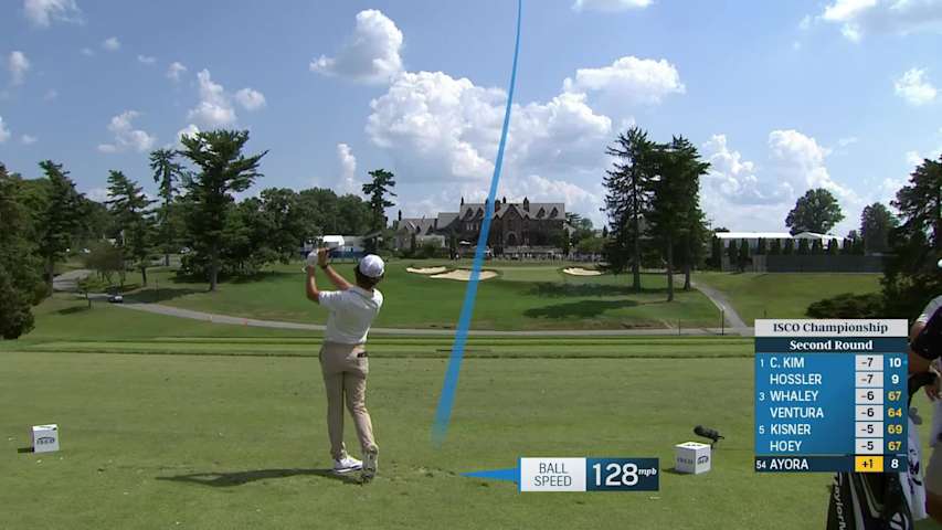 Angel Ayora sinks a 20-foot birdie putt on No. 9 at ISCO Championship