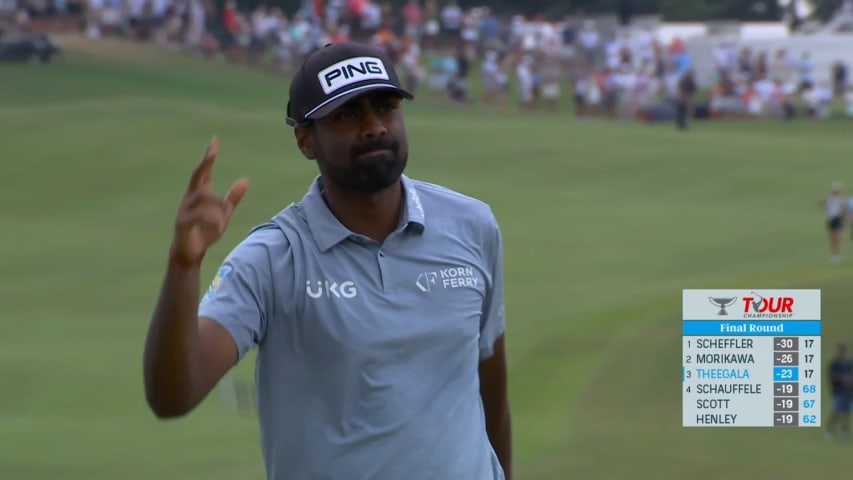 Sahith Theegala closes with lengthy birdie putt from fringe at TOUR Championship