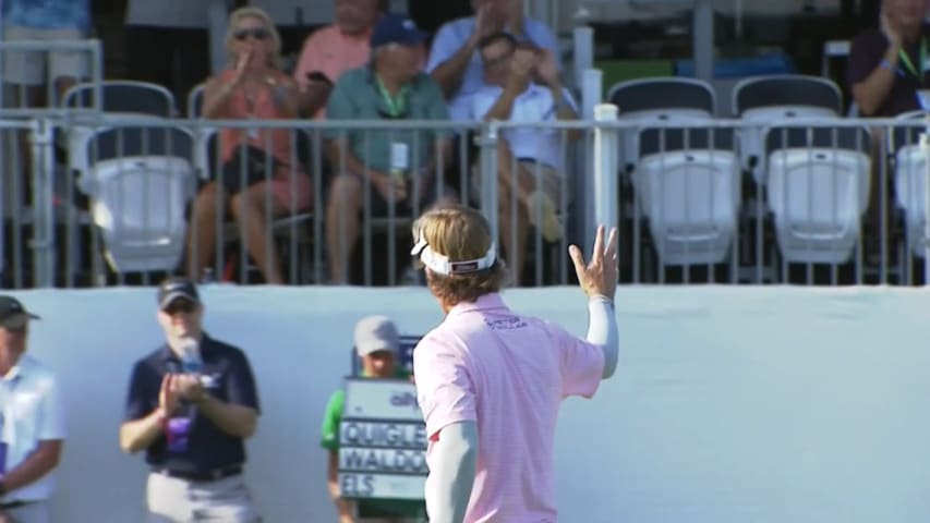 Brett Quigley makes long putt for birdie on No. 18 at Ally Challenge