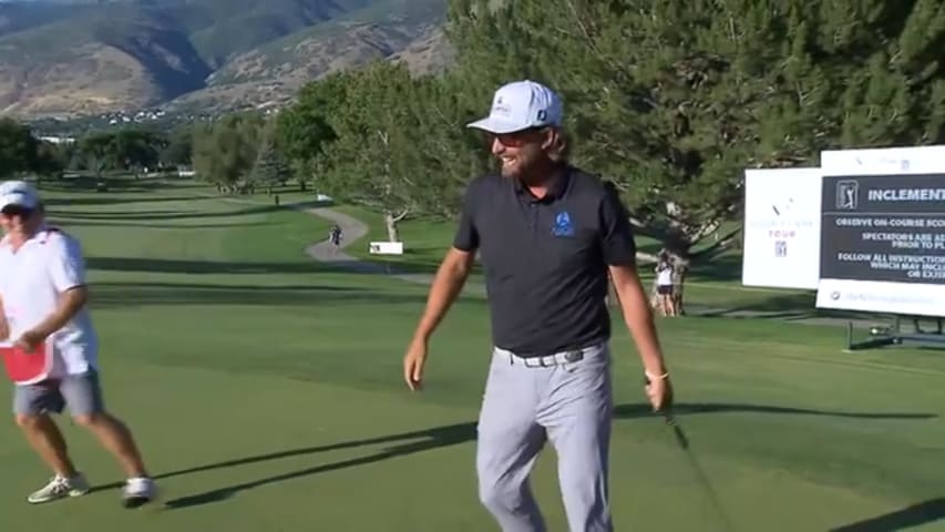 Roger Sloan cards birdie on No. 18 to win at Utah Championship