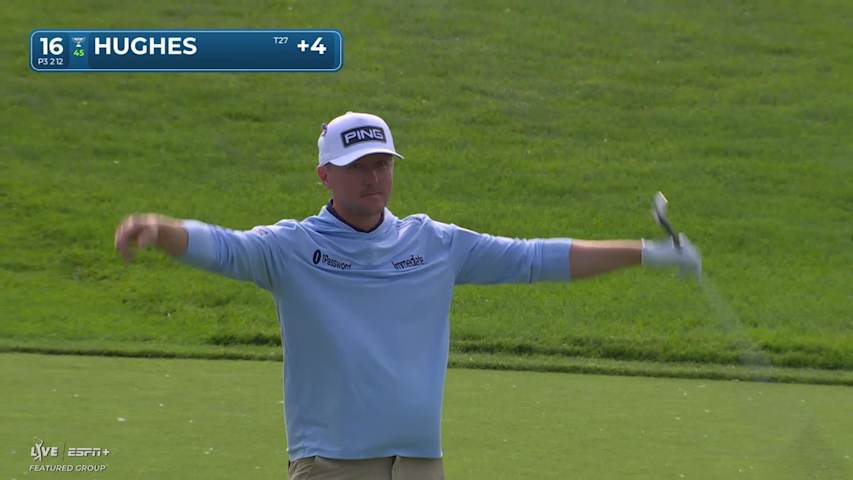 Mackenzie Hughes chips in for electric birdie from 70 feet at the Memorial