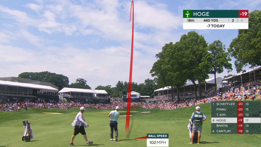 Tom Hoge stuffs approach to set up birdie at Travelers