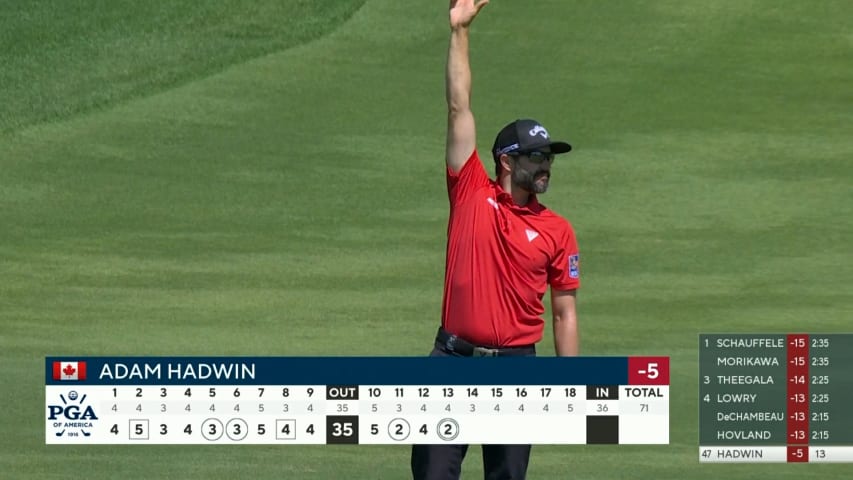 Adam Hadwin holes out for eagle at PGA Championship