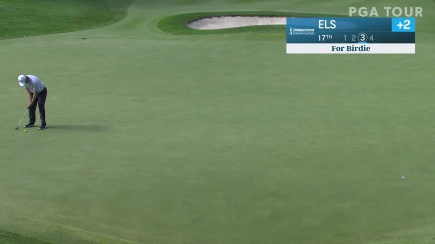 Ernie Els makes a birdie on No. 17 at SENIOR PLAYERS