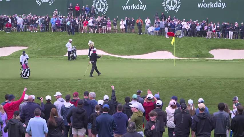 Hideki Matsuyama makes birdie on No. 14 at the Memorial