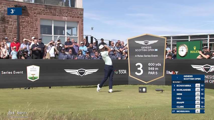 Collin Morikawa makes eagle on third hole at Genesis Scottish Open