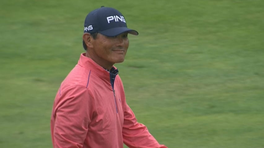 Ken Tanigawa's approach sets up par putt at Boeing Classic