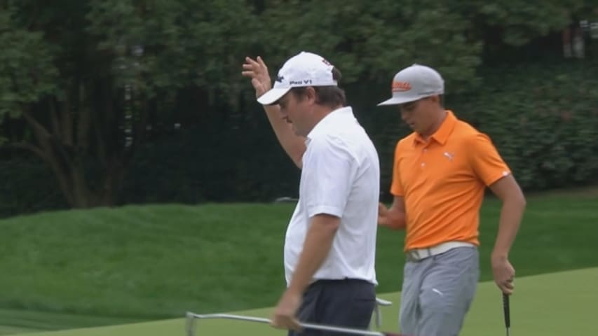 Tim Clark holes birdie putt from 19 feet at HSBC