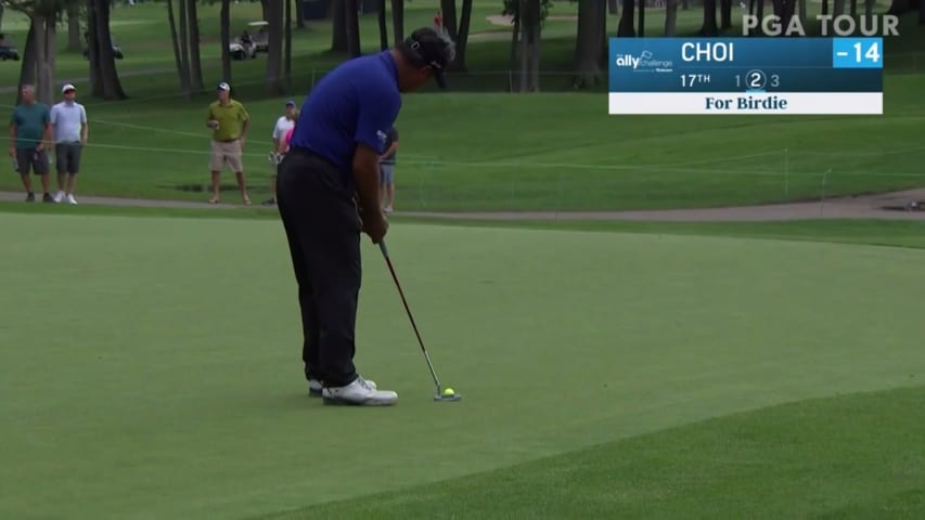 K.J. Choi sends in breaking birdie putt at Ally Challenge