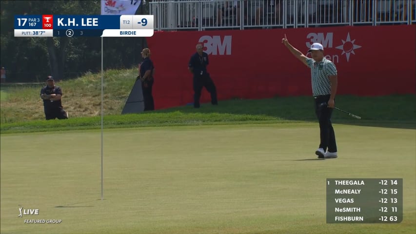 K.H. Lee holes a 38-foot birdie putt at 3M Open