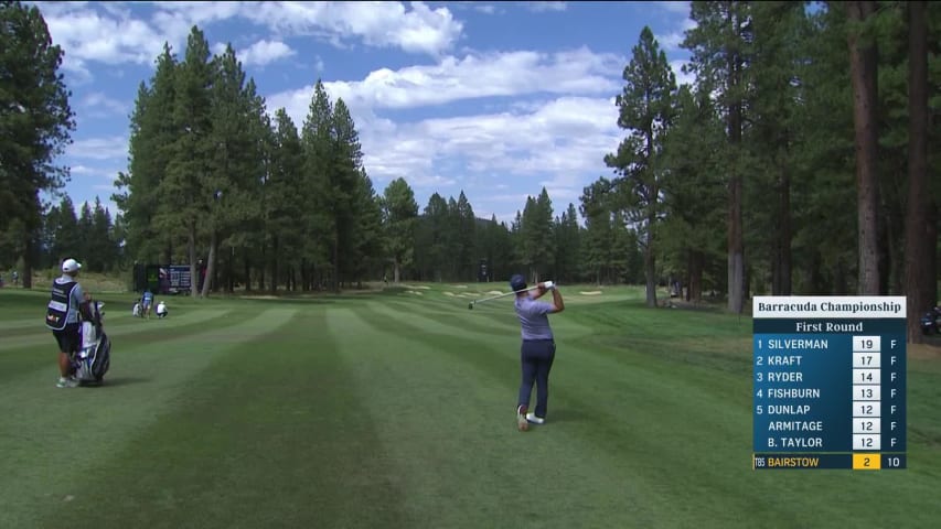 Sam Bairstow powers 4-iron from 289 yards to set up birdie at Barracuda