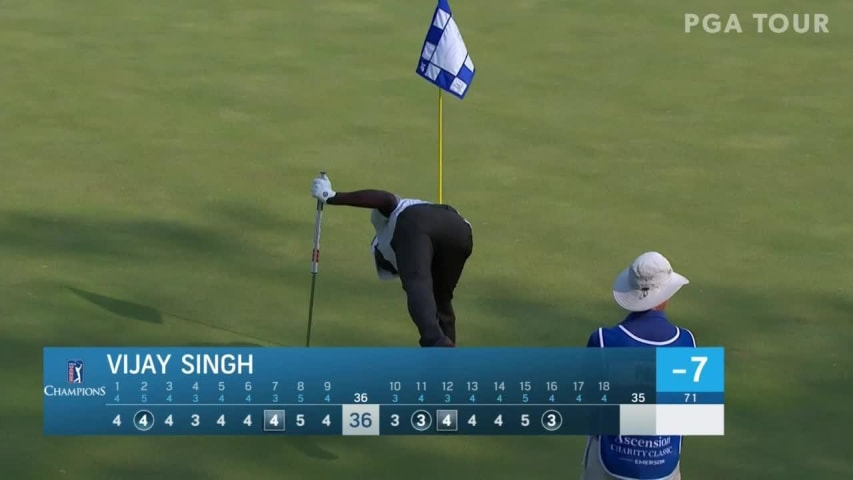 Vijay Singh drains long birdie putt at Ascension Charity Classic