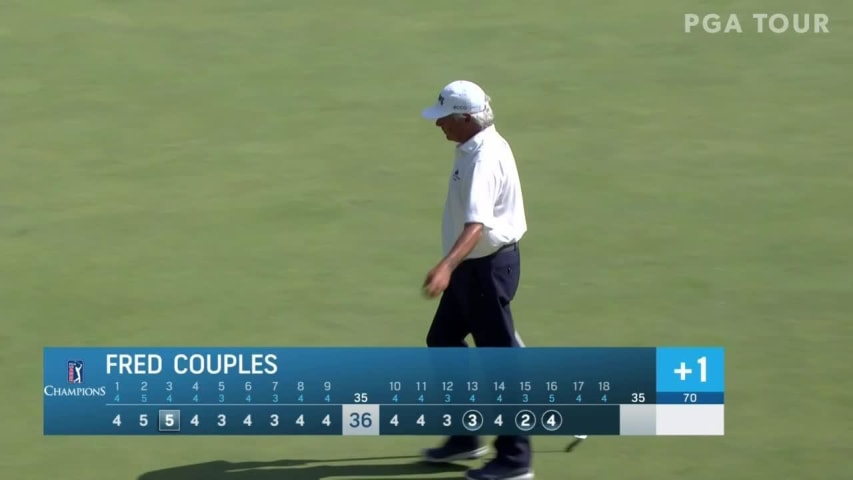 Fred Couples makes a birdie on No. 16 at SENIOR PLAYERS