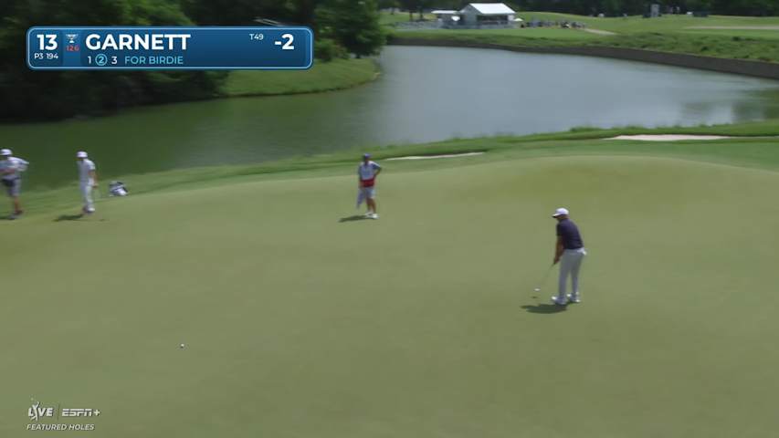 Brice Garnett sinks a 50-foot birdie putt on No. 13 at Charles Schwab