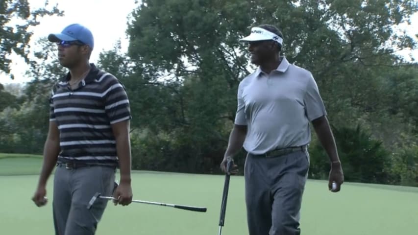 Vijay and Qass Singh birdie No. 13 at PNC Father/Son