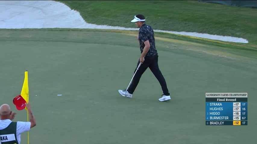 Keegan Bradley rolls in 11-foot birdie putt at Sanderson Farms