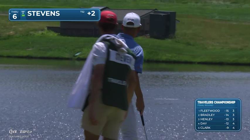 Sam Stevens makes birdie on No. 15 at Travelers