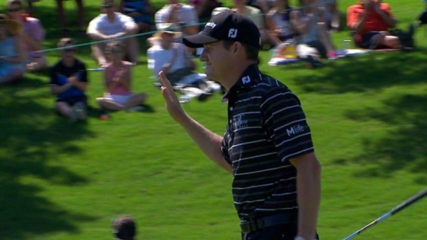 Jimmy Walker knocks in an eagle chip on No. 16 at AT&T Byron Nelson