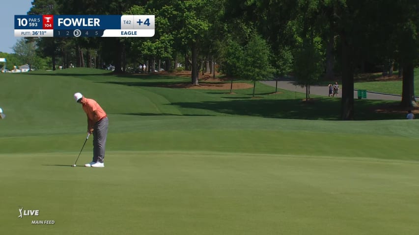 Rickie Fowler makes birdie on No. 10 at Wells Fargo