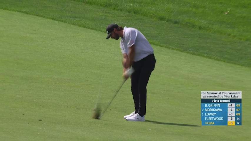 Max Homa sinks a 22-foot birdie putt at the Memorial