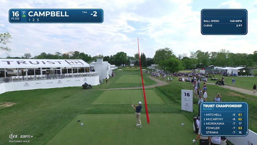 Brian Campbell sinks a 30-foot birdie putt on No. 16 at Truist Championship