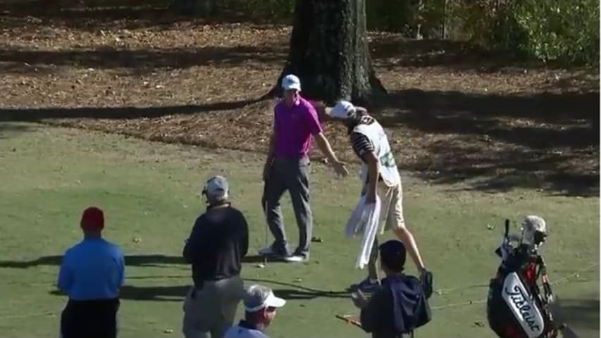 Peter Uihlein holes chip shot for birdie at Sanderson Farms