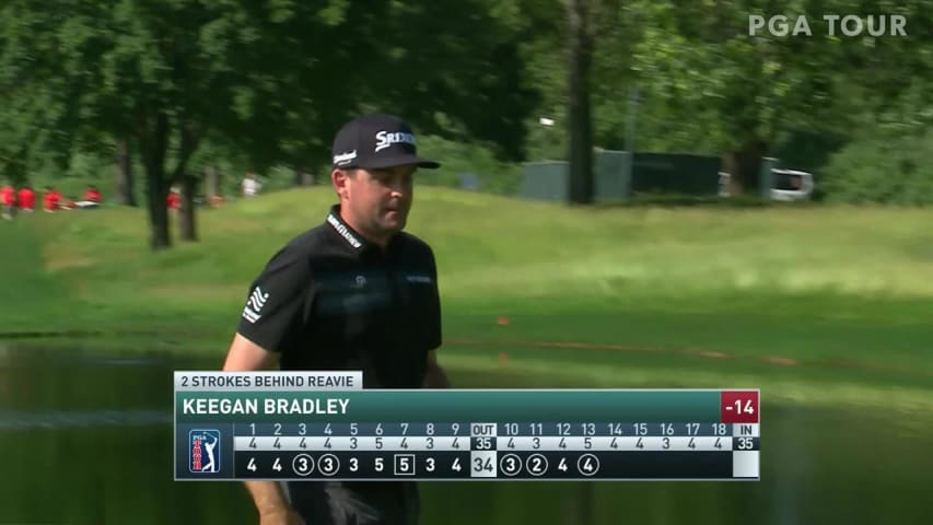 Keegan Bradley’s clutch chip shot sets up birdie putt at Travelers