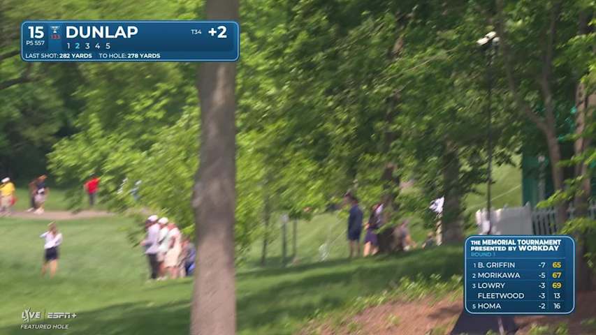 Nick Dunlap makes birdie on No. 15 at the Memorial