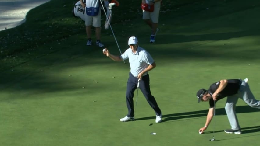 Retief Goosen two-putts for birdie on No. 16 at Frys.com