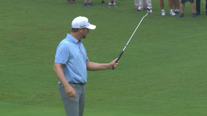 Brice Garnett's birdie putt on No. 11 at Corales Puntacana